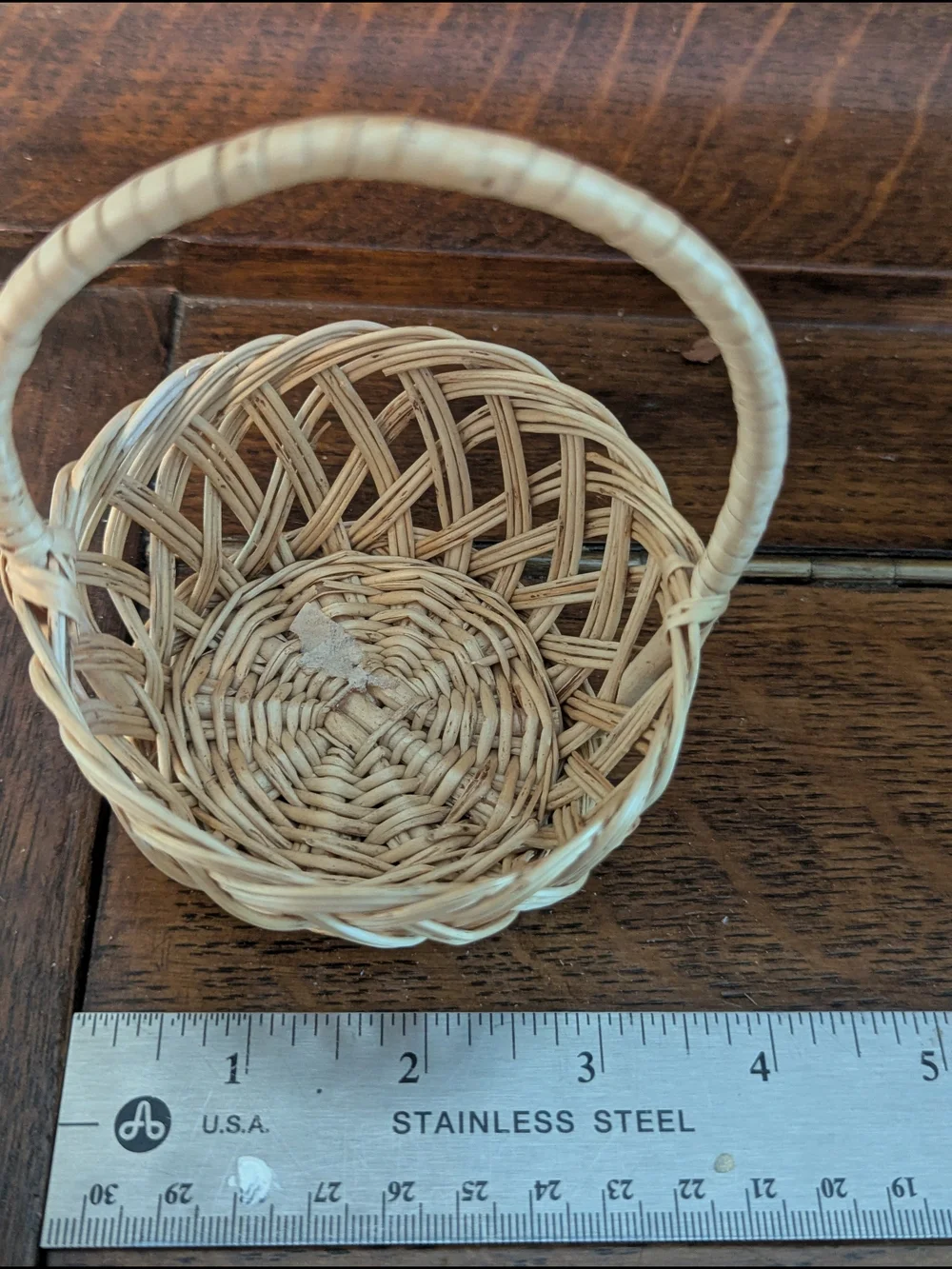 Folk Art Mini Woven Wicker Baskets - Set of 3